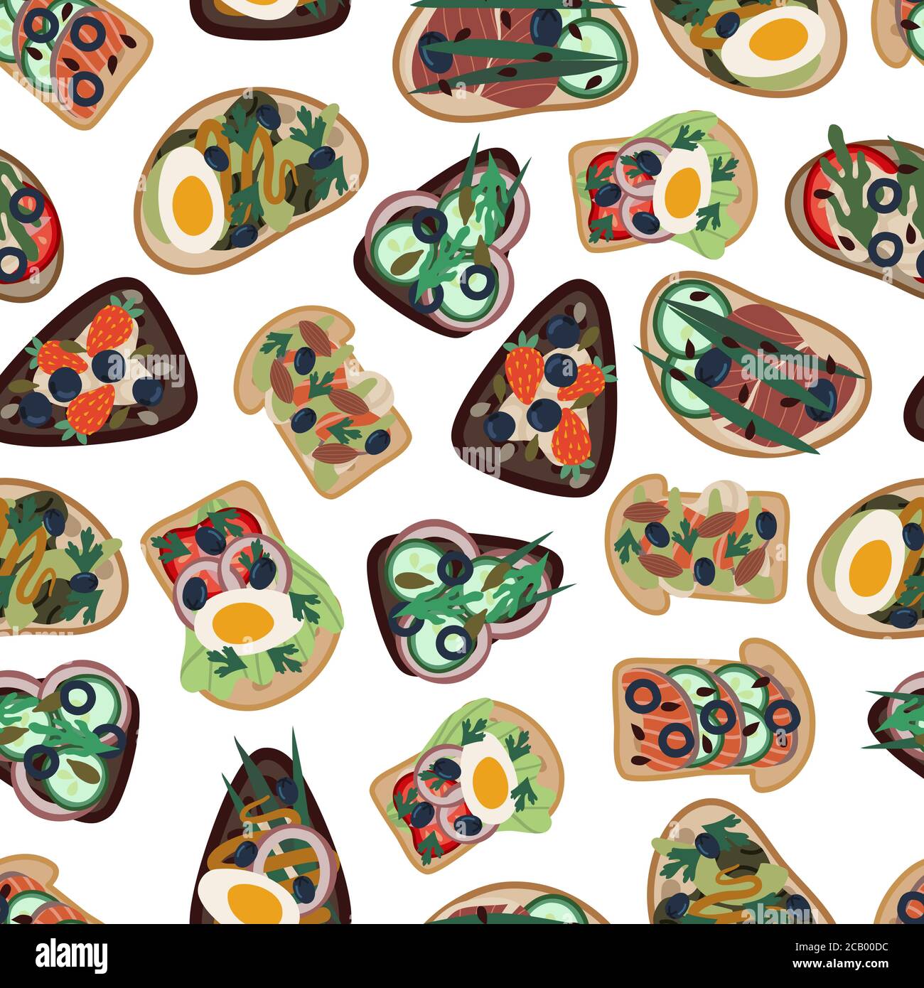 Motif sans couture avec des sandwichs à base d'aliments sains. Vecteur. Illustration de Vecteur