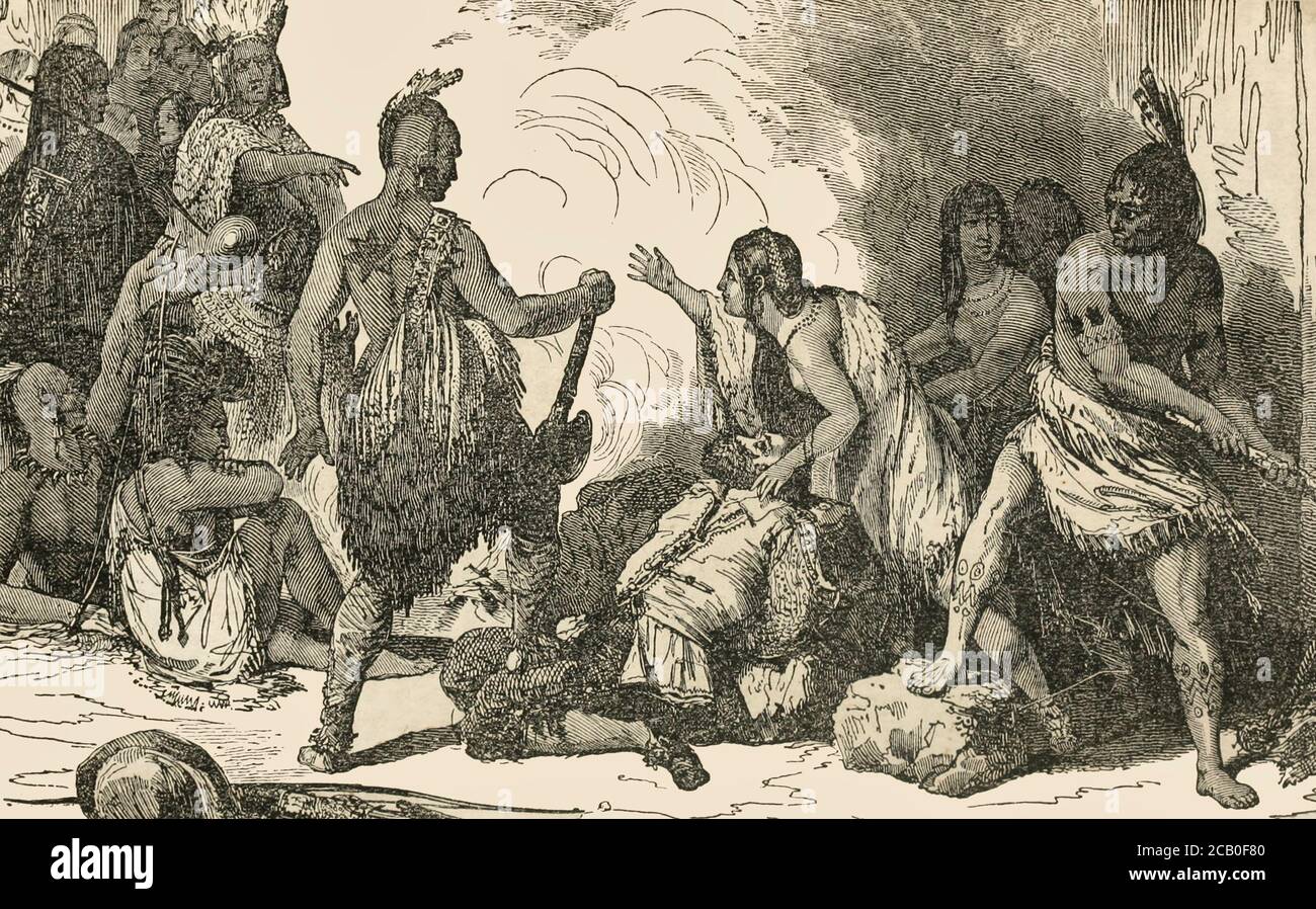 Sauver la vie de Pocahontas Le Capitaine John Smith Banque D'Images