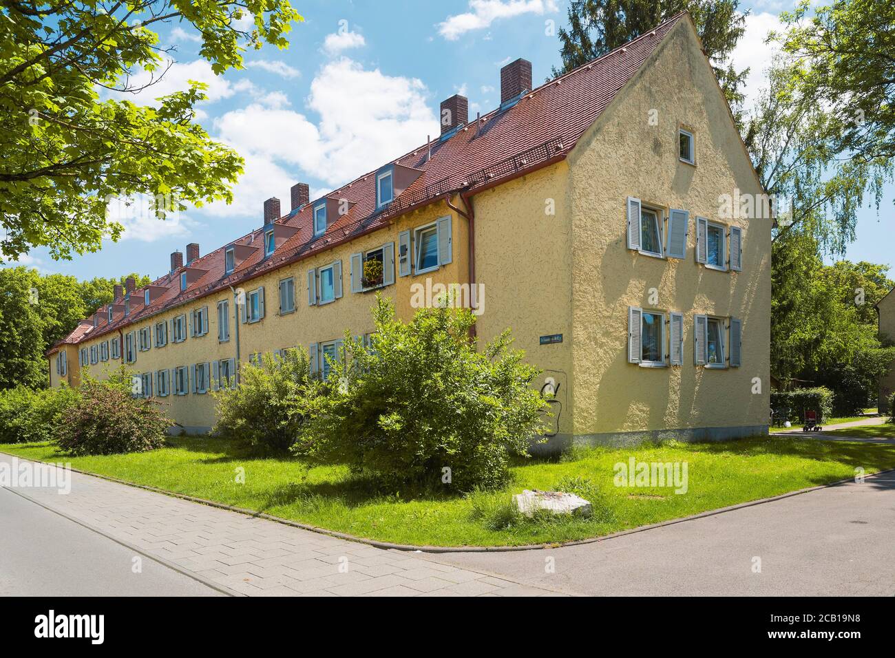 Vieille maison de rangée, années 50, Munich, haute-Bavière, Bavière, Allemagne Banque D'Images