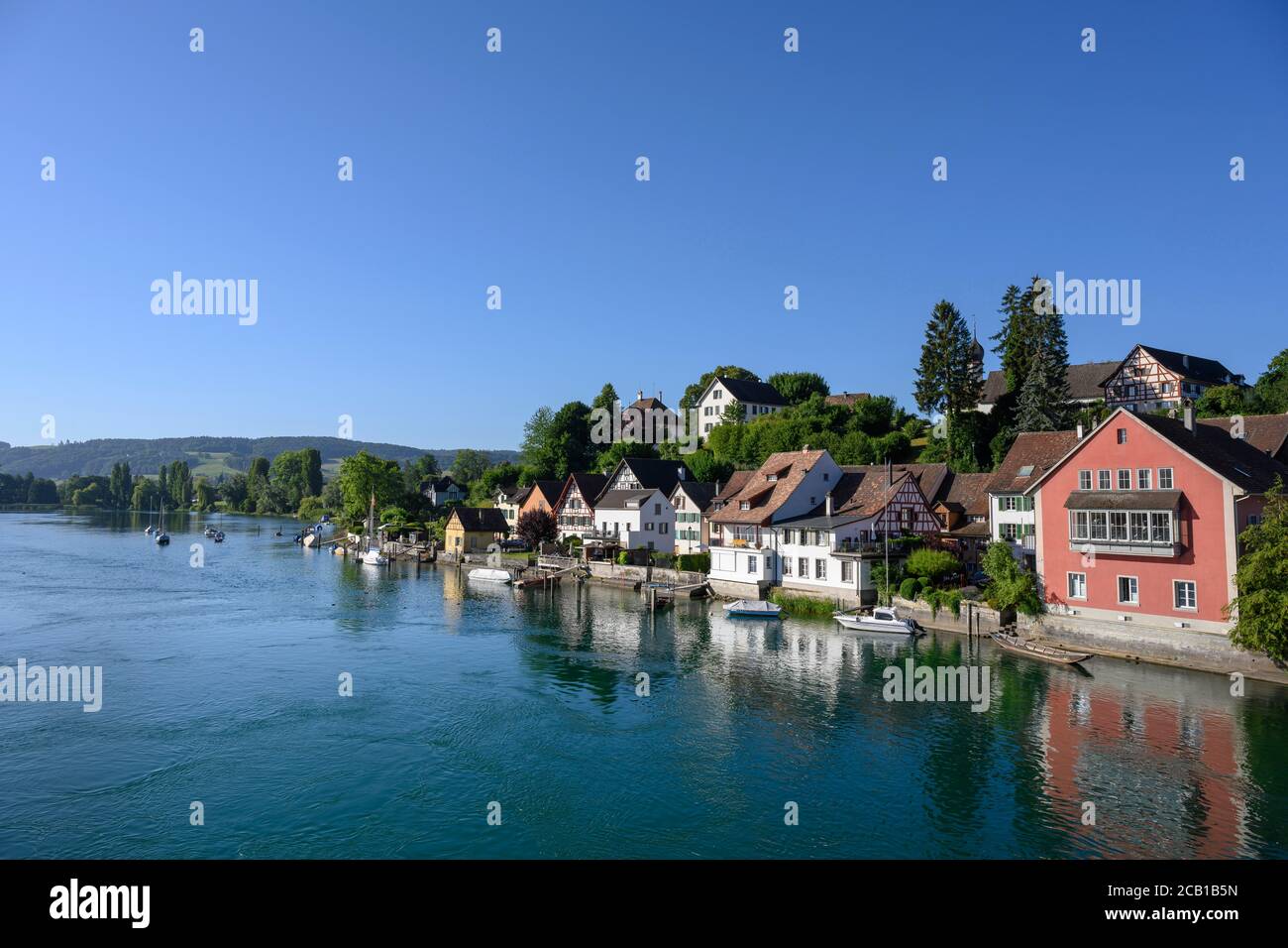 Rive du Rhin, Stein am Rhein, Canton de Schaffhausen, Suisse Banque D'Images