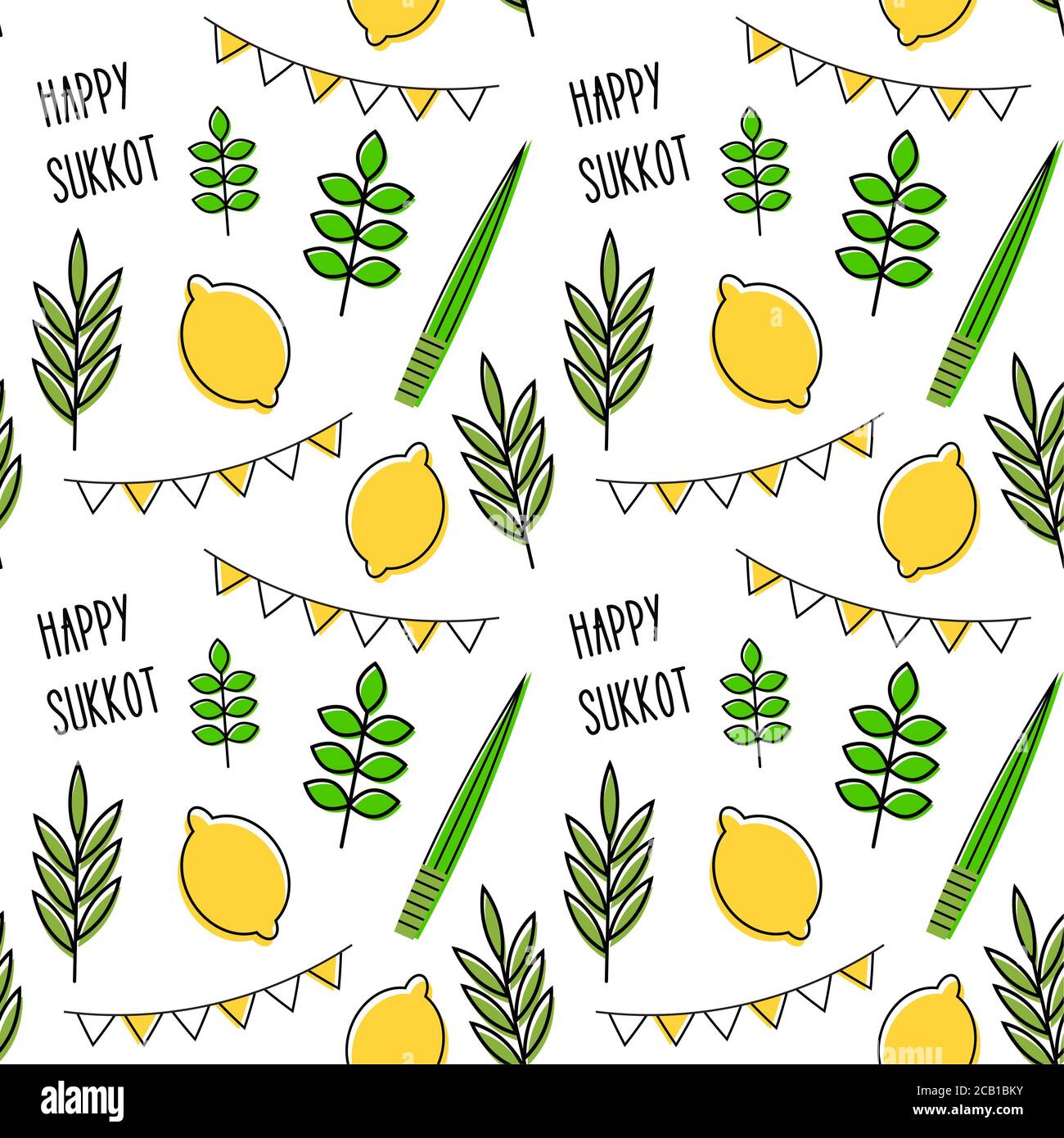 Motif sans couture pour les vacances juives Sukkot . fond sans couture. Texture répétée avec l'étrog, lulav, Arava, Hadas. Illustration Banque D'Images
