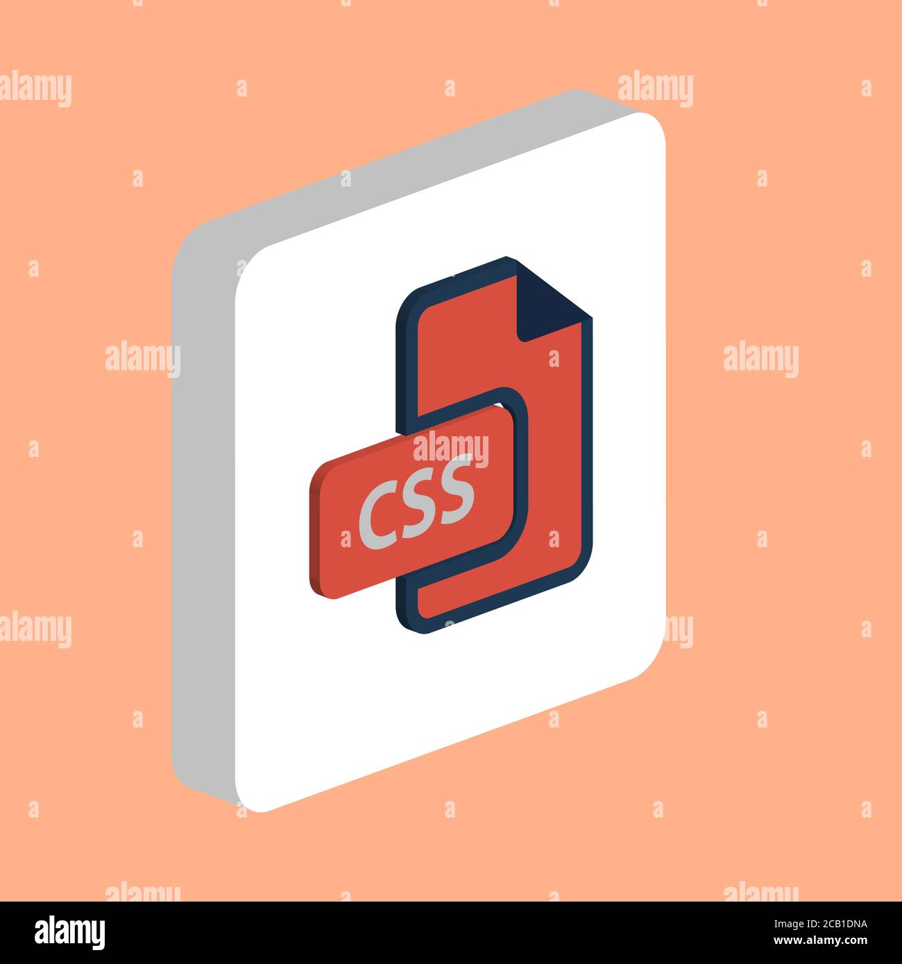 Icône de vecteur simple de document CSS. Modèle de conception de symbole d'illustration pour élément d'interface utilisateur Web mobile. Pictogramme isométrique de couleur parfaite sur carré blanc 3d. Illustration de Vecteur