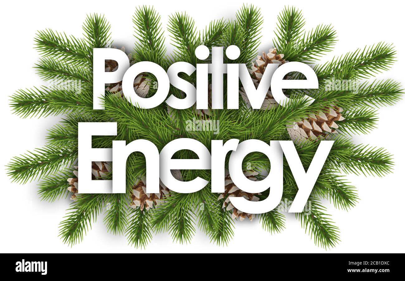 Énergie positive en arrière-plan de noël - branches de pin Banque D'Images