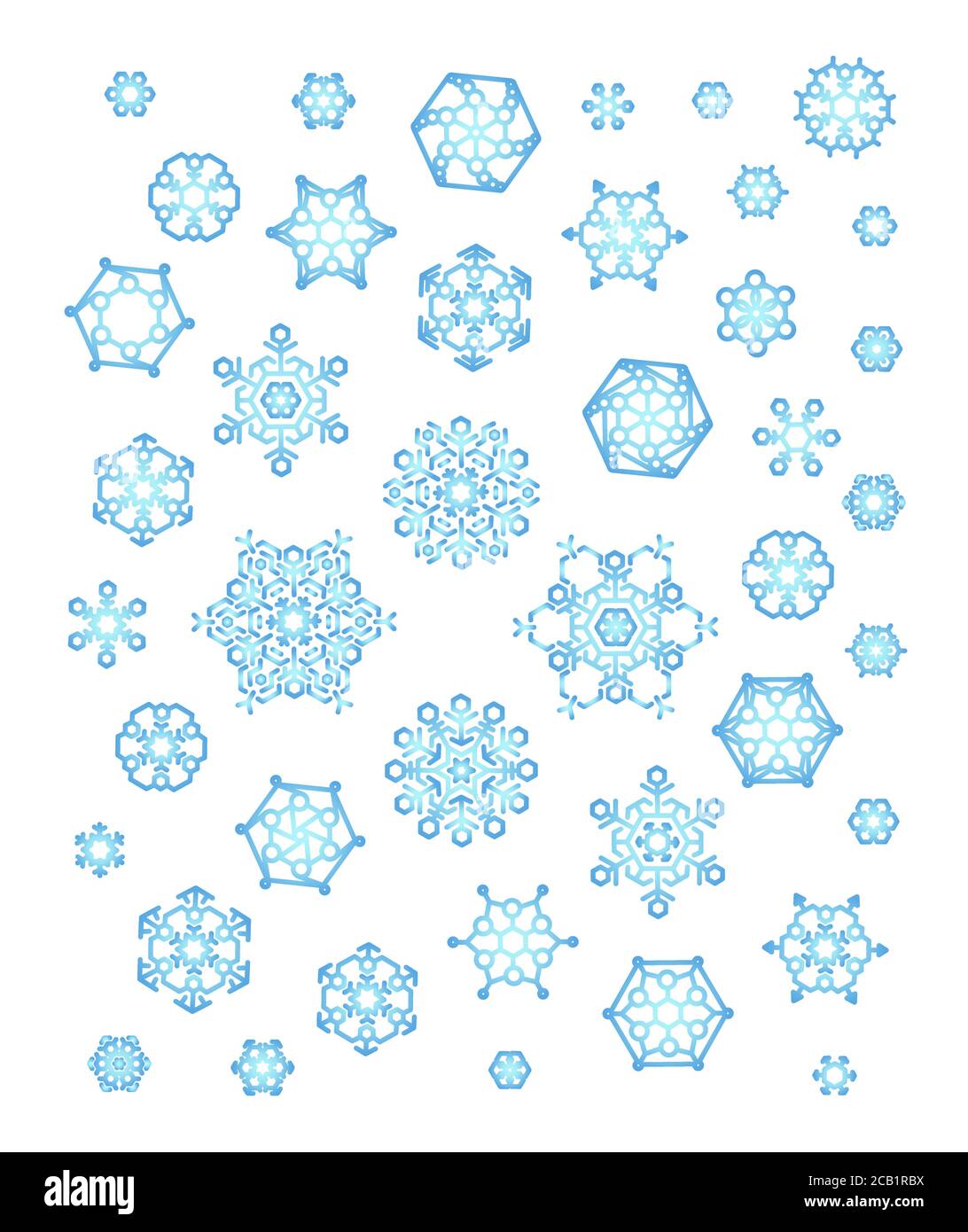 Ensemble d'illustrations vectorielles géométriques mignonnes en flocons de neige Illustration de Vecteur