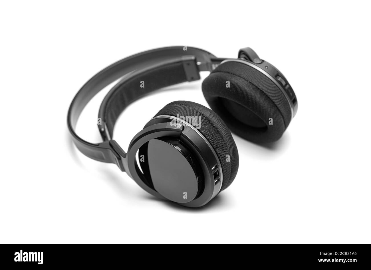 Casque sans fil sur fond blanc Banque D'Images