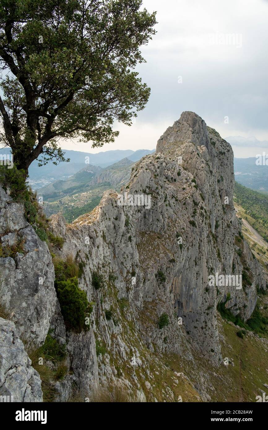 Bernia Mountain Ridge une des montagnes les plus alpines de la province d'Alicante (1,128 msn), province d'Alicante, Costa Blanca, Espagne Banque D'Images