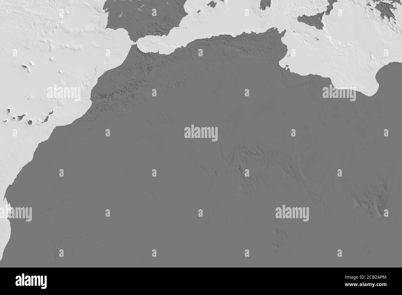 Zone étendue de l'Algérie. Carte d'élévation à deux niveaux. Rendu 3D Banque D'Images