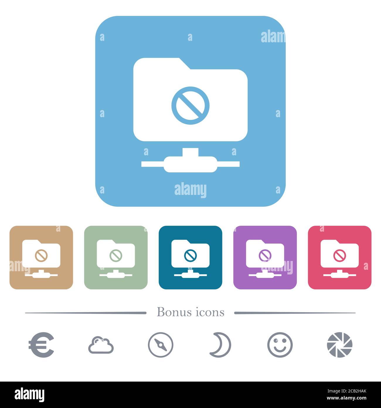FTP désactivé icônes plates blanches sur les arrière-plans carrés de couleur arrondie. 6 icônes bonus incluses Illustration de Vecteur