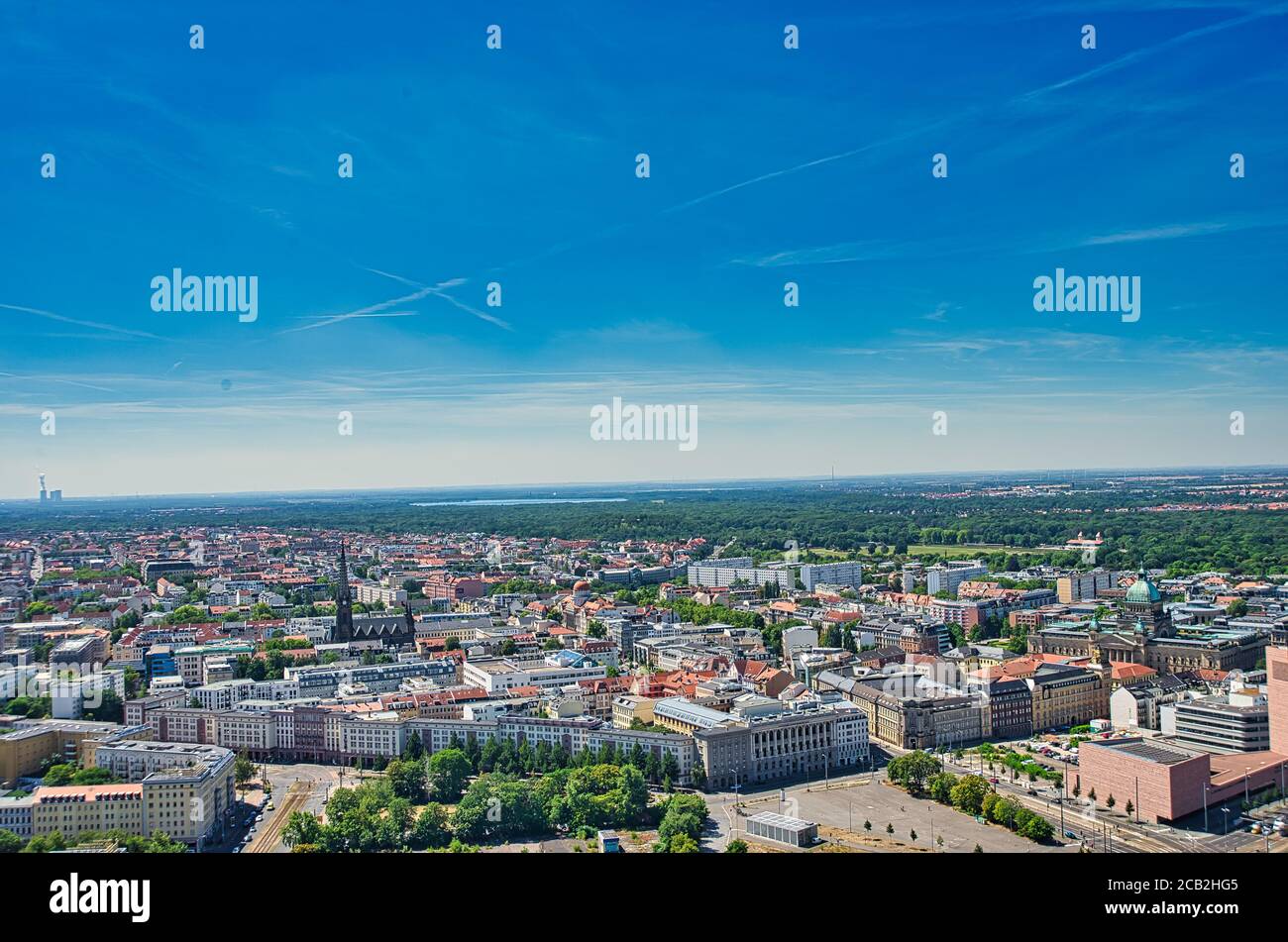 Centre ville de Leipzig depuis les airs Banque D'Images