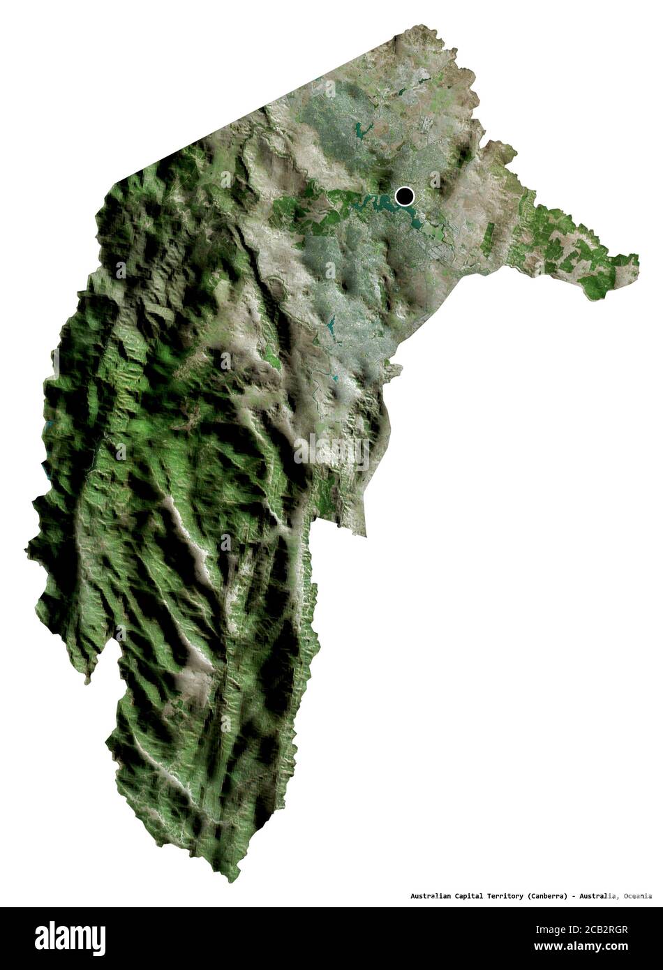 Forme du territoire de la capitale australienne, territoire de l'Australie, avec sa capitale isolée sur fond blanc. Imagerie satellite. Rendu 3D Banque D'Images