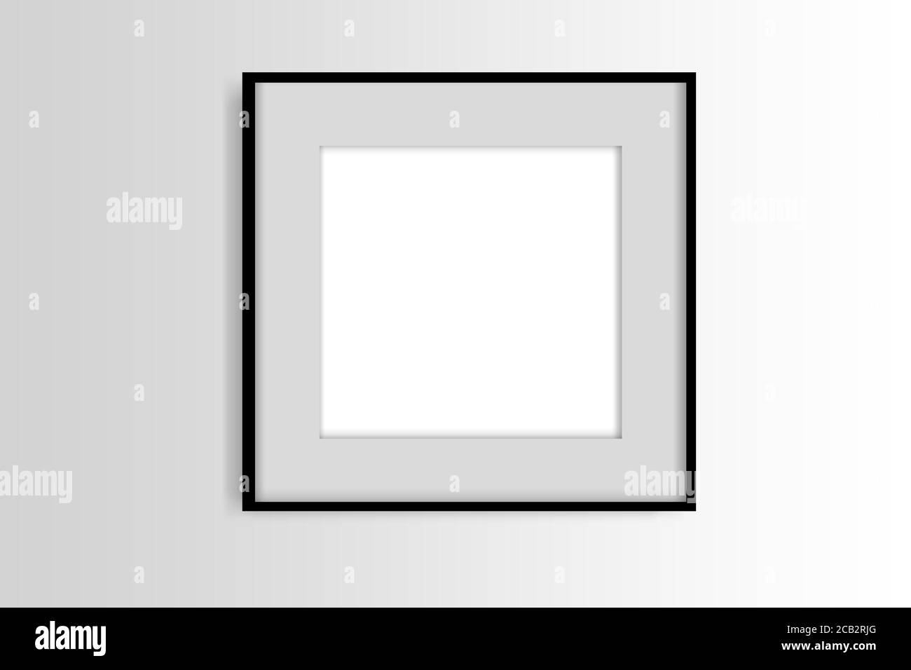 cadre carré simple sur fond blanc dégradé, présentation 3d avec bordures métalliques, cadre intérieur blanc Banque D'Images