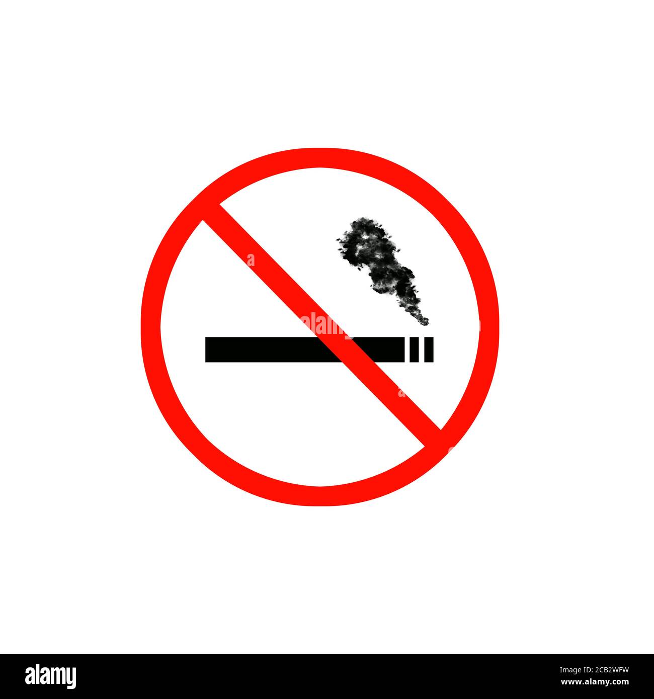 panneau interdit de fumer, symbole isolé sur fond blanc Banque D'Images