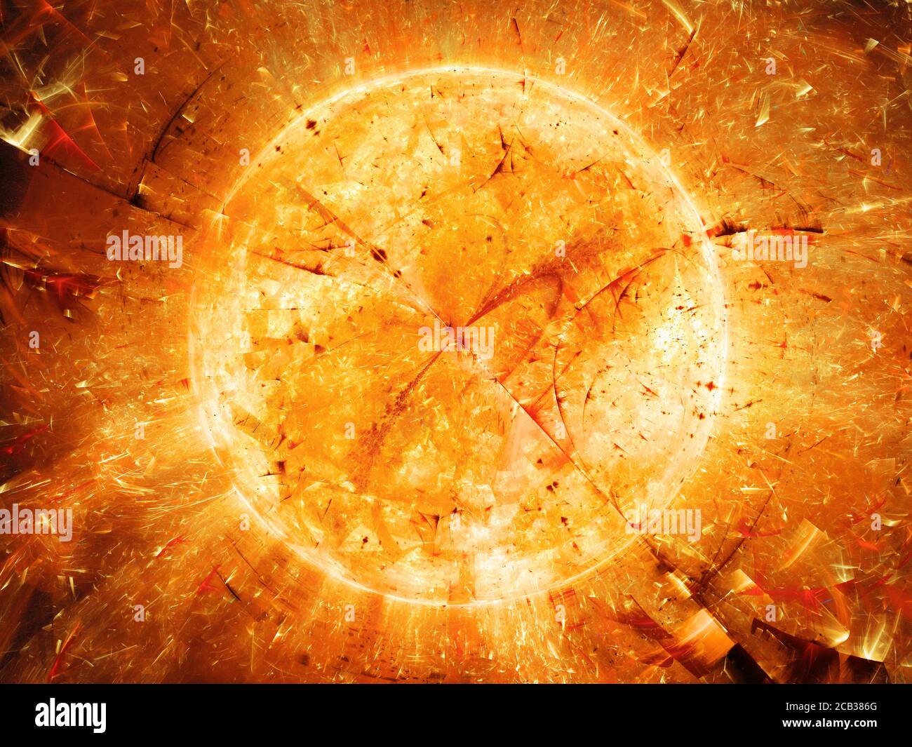 Étoile de feu avec particules de bursted, arrière-plan abstrait généré par ordinateur, rendu 3D Banque D'Images