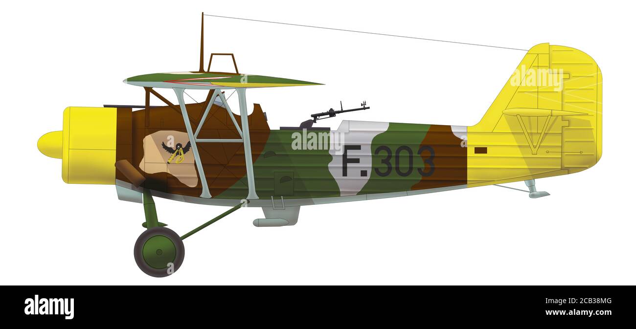 Heinkel He 46eUn (F. 303) du 1er Escadron de reconnaissance „Holo“ (Corbeau) de la Royal Air Force hongroise, avril 1941 Banque D'Images