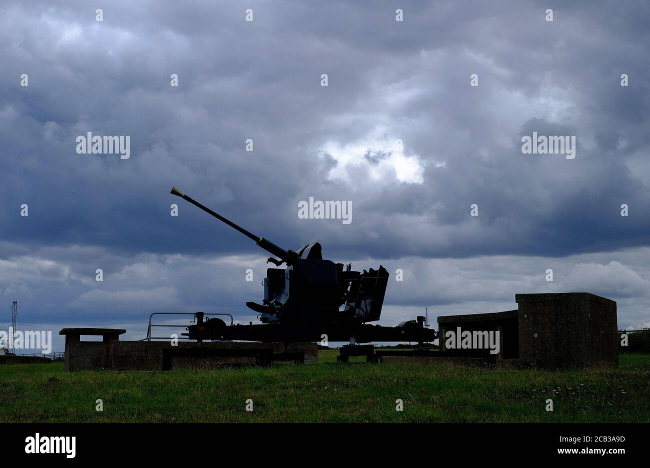 placement d'artillerie militaire à muckleburgh, nord de norfolk, angleterre Banque D'Images
