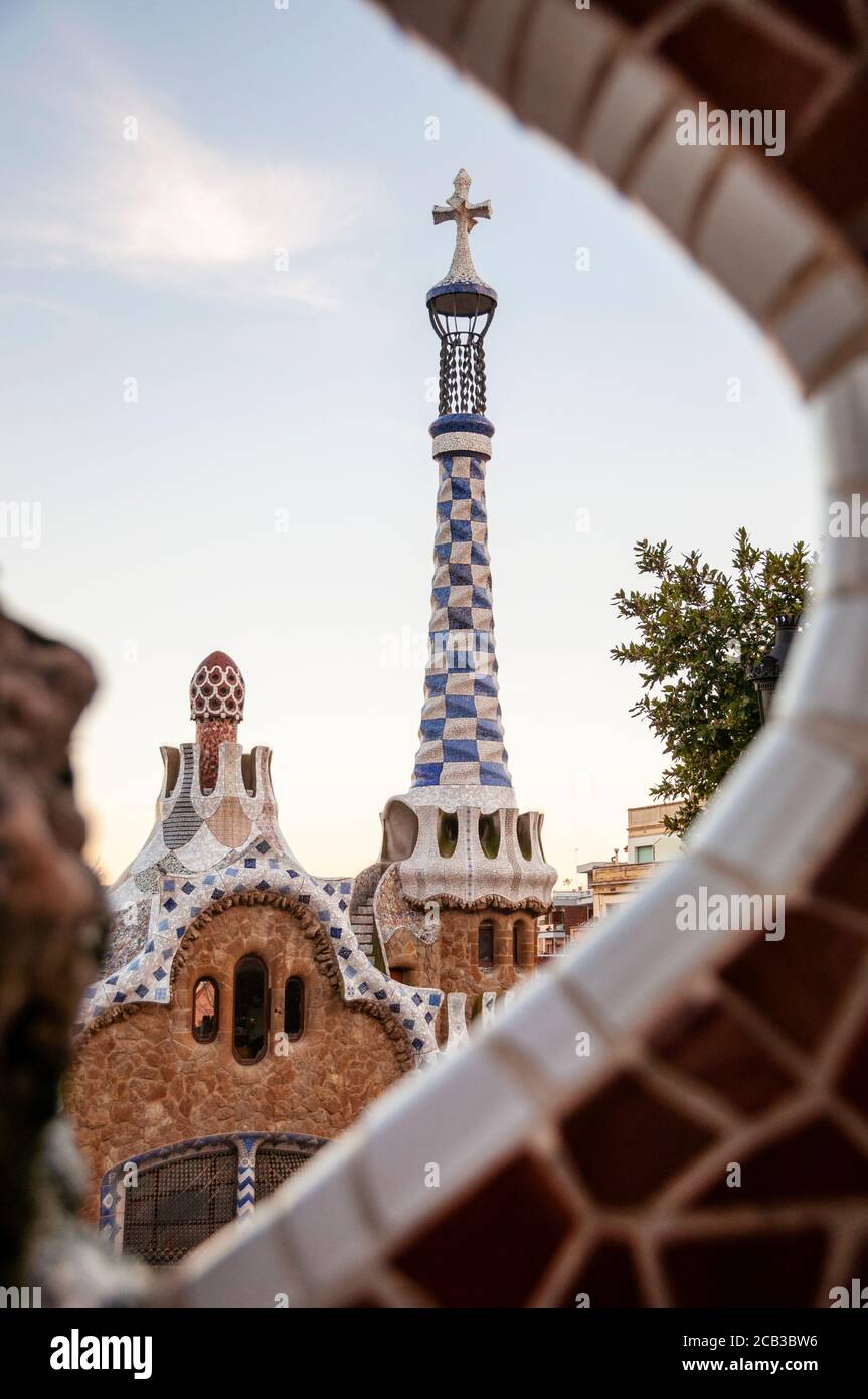 Antoni Gaudi's Park Guell à Barcelone, Espagne. Banque D'Images