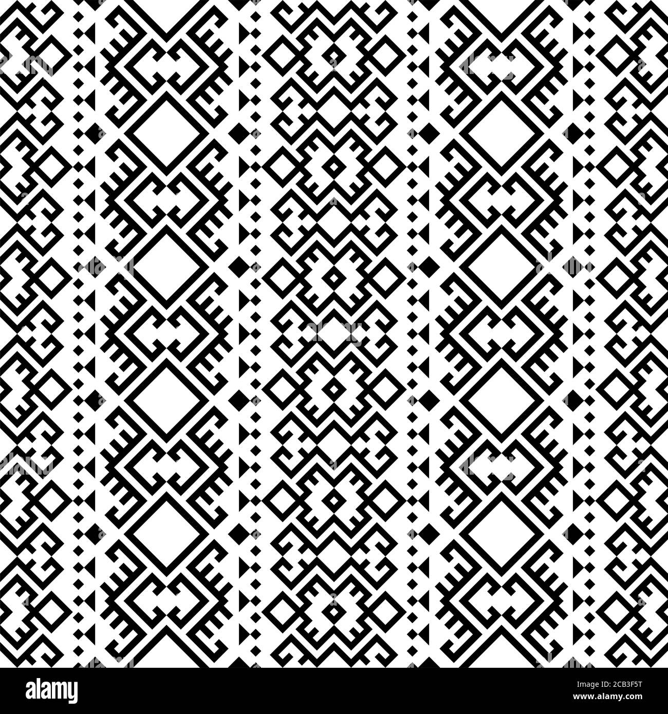 Motif traditionnel persan dans noir blanc motif vectoriel Banque D'Images