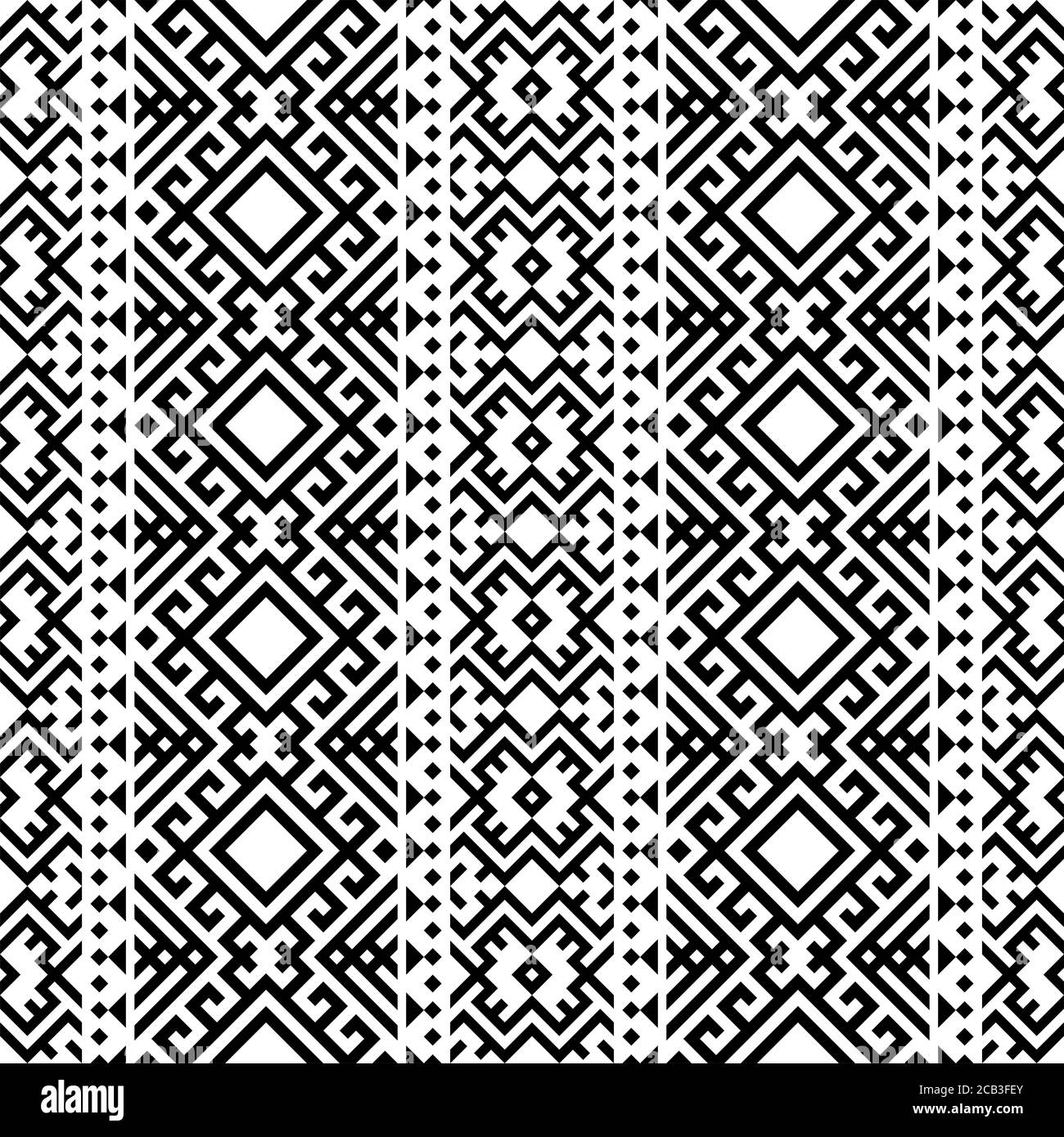 Motif traditionnel persan dans noir blanc motif vectoriel Banque D'Images