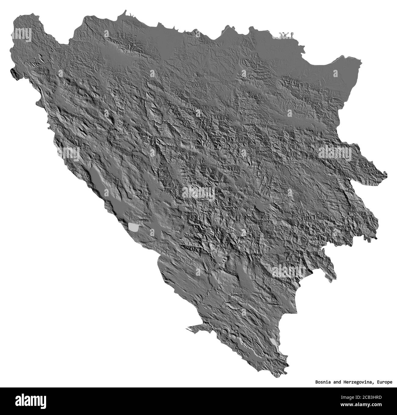 Forme de la Bosnie-Herzégovine avec sa capitale isolée sur fond blanc. Carte d'élévation à deux niveaux. Rendu 3D Banque D'Images Forme de la Bosnie-Herzégovine avec sa capitale isolée sur fond blanc. Carte d'élévation à deux niveaux. Rendu 3D Banque D'Images