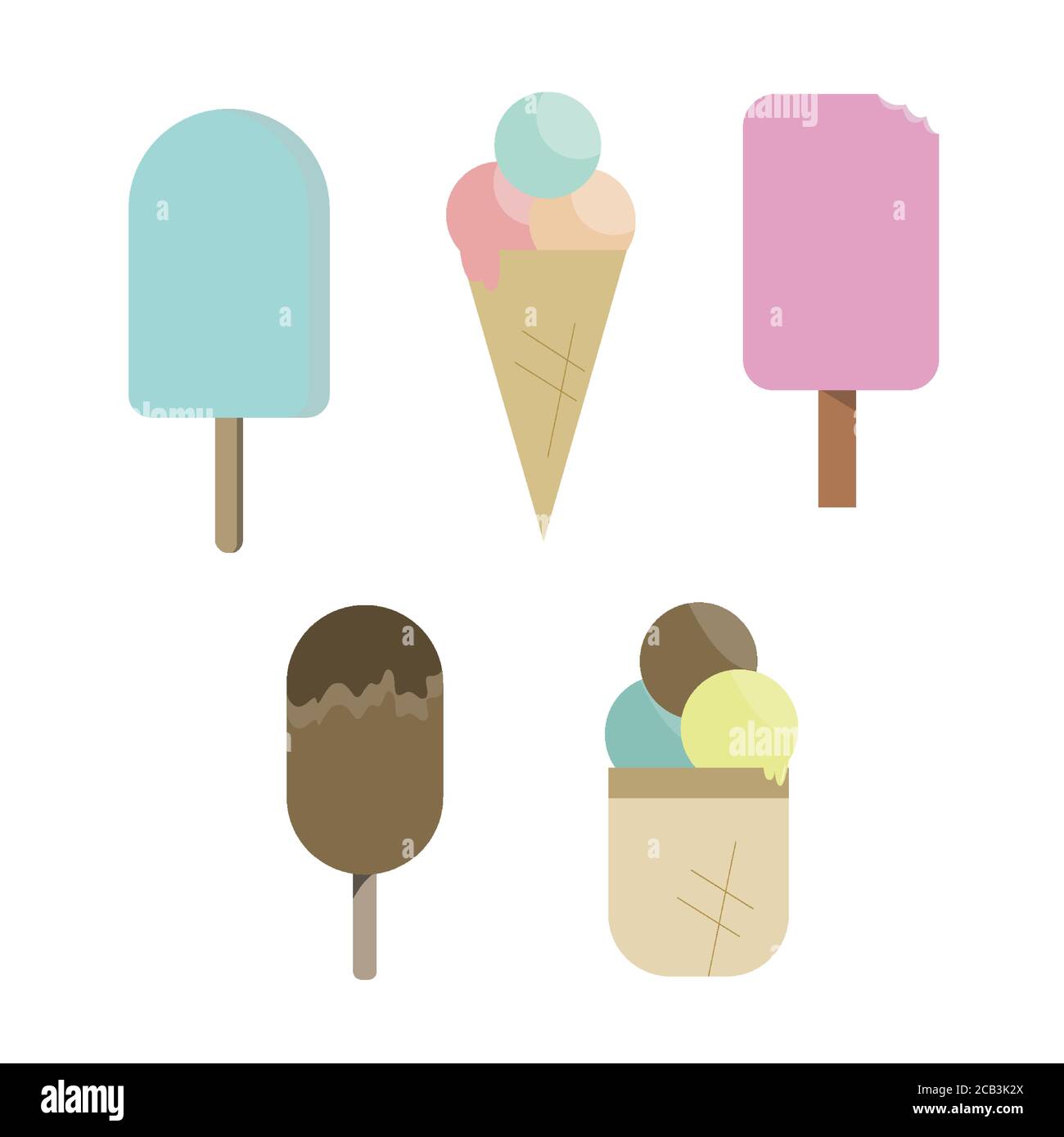 Crème glacée, style plat. Collection de logos Icon de glace isolée sur fond blanc Illustration de Vecteur