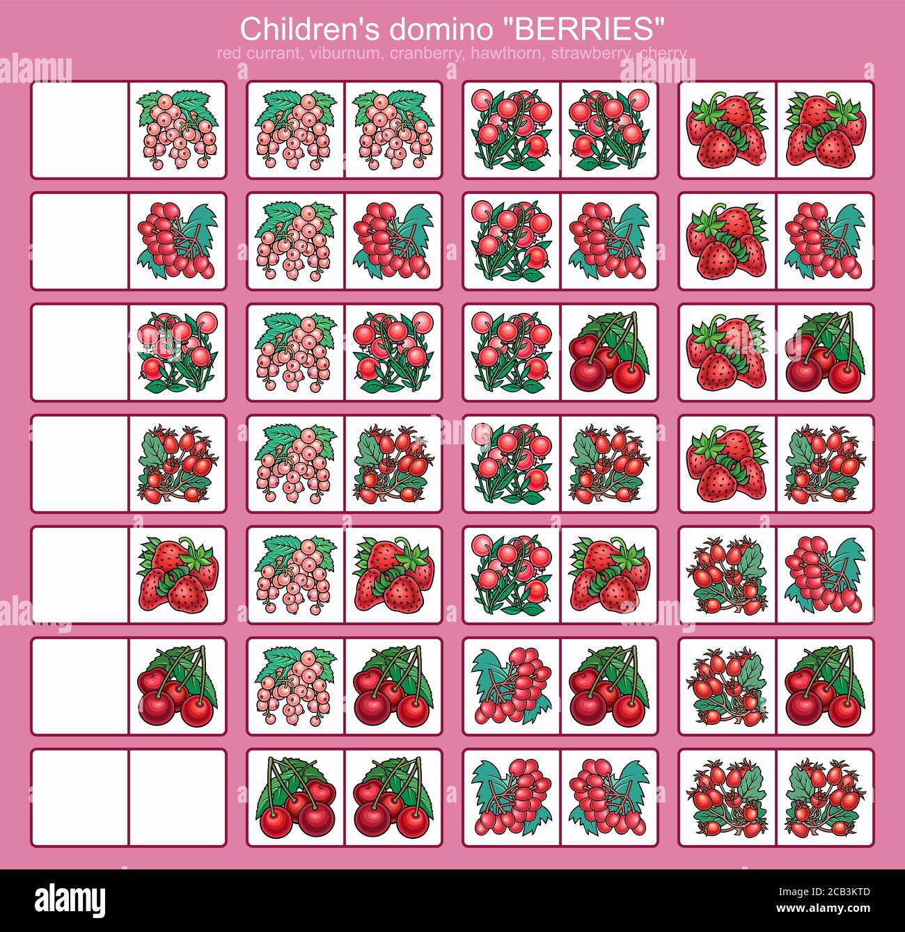 Dominos pour enfants. Photos de fruits. Illustration de Vecteur