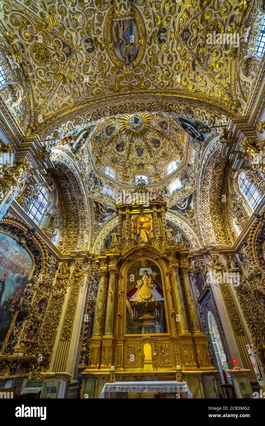 Chapelle De L'Église De Santa Domingo Du Puebla Rosaire Mexique. Construit dans les années 1600 Banque D'Images