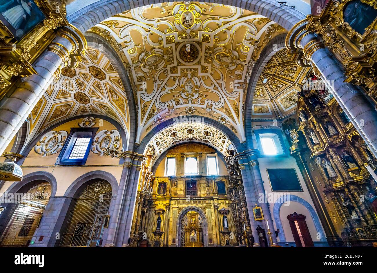 Basilique de l'église Santa Domingo Puebla Mexique. Intégré aux années 1600 Banque D'Images