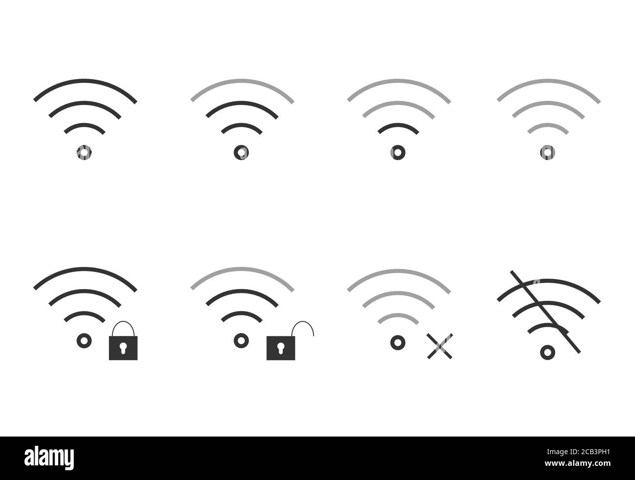 Icônes Wi-Fi définies. Concept d'interface mobile de symbole de vecteur Internet Illustration de Vecteur