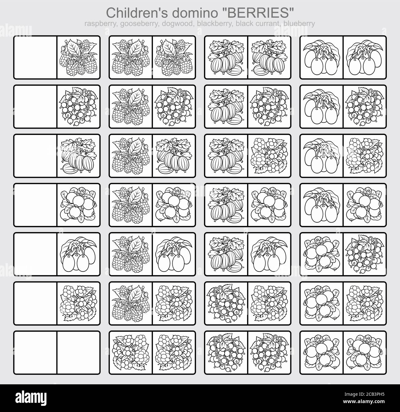 Dominos pour enfants. Photos de fruits Illustration de Vecteur