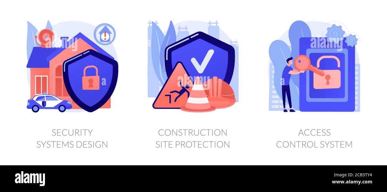 Illustrations vectorielles abstraites de concept des services de sécurité de la construction. Illustration de Vecteur