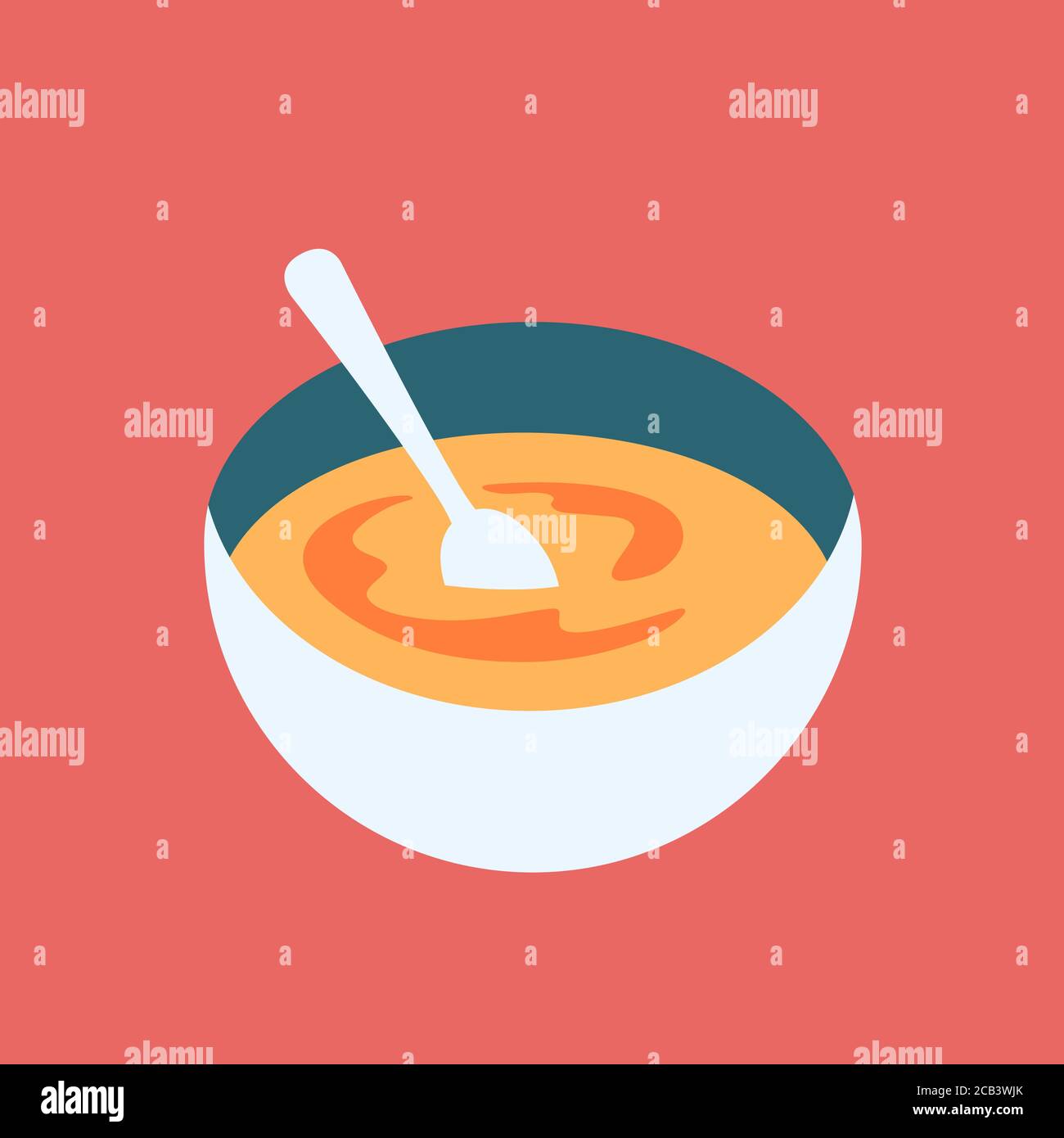 Bol à soupe gastronomique coloré et délicieux élément Vector. Illustration de Vecteur