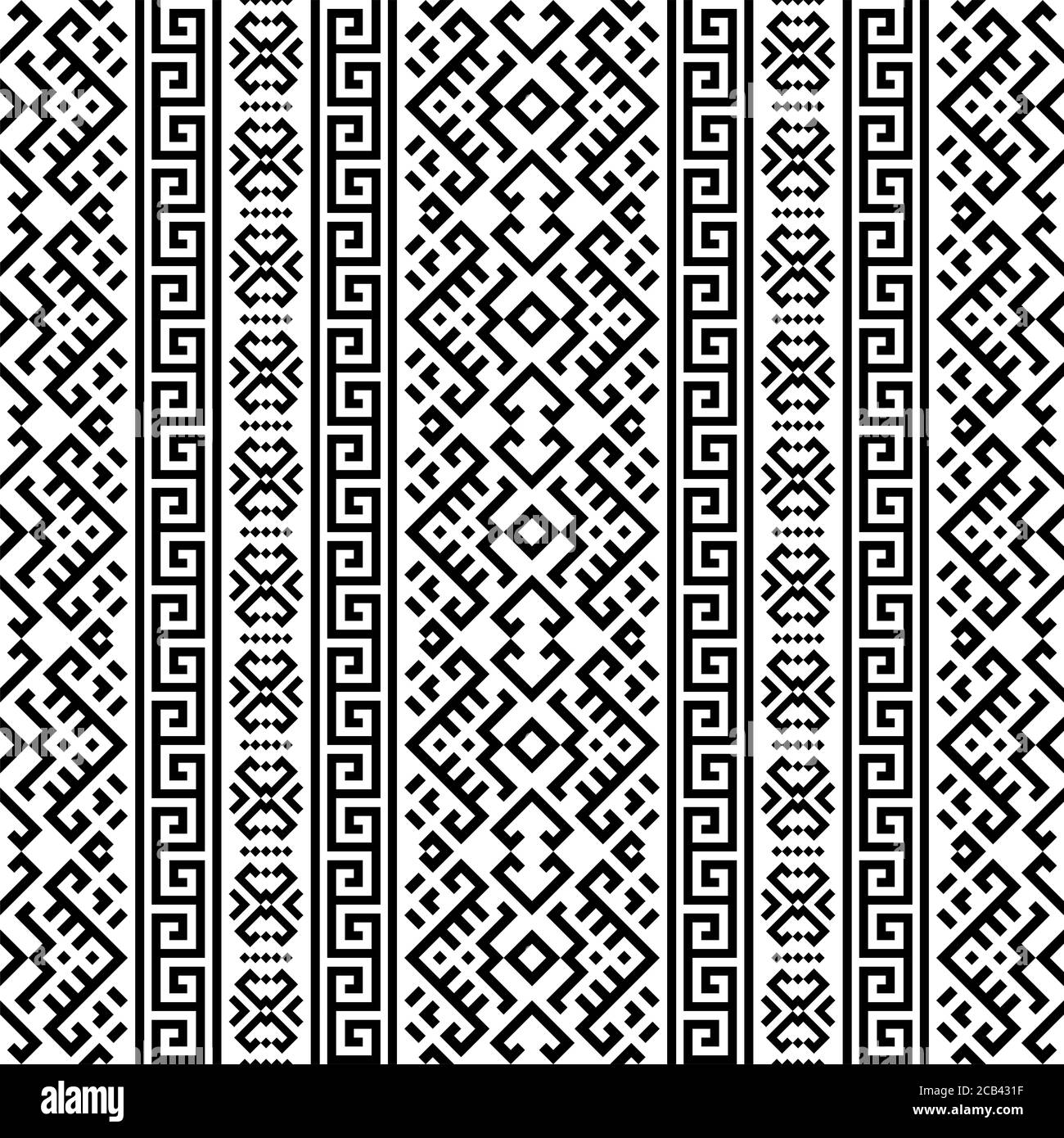 Motif traditionnel persan dans noir blanc motif vectoriel Banque D'Images