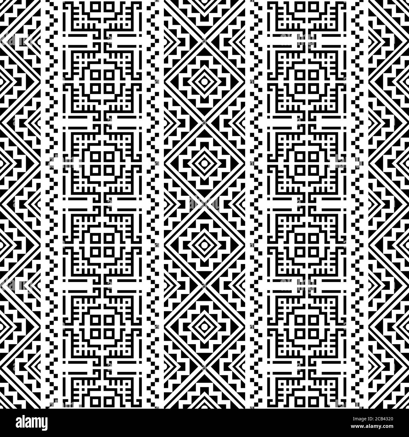 Motif traditionnel persan dans noir blanc motif vectoriel Banque D'Images