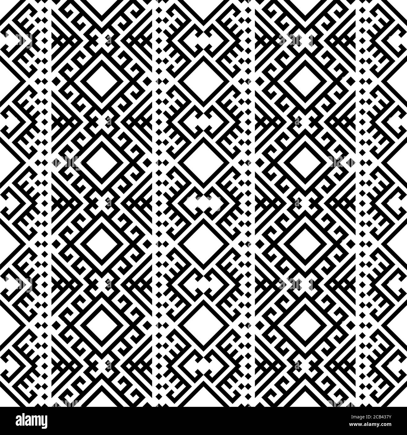 Motif traditionnel persan dans noir blanc motif vectoriel Banque D'Images