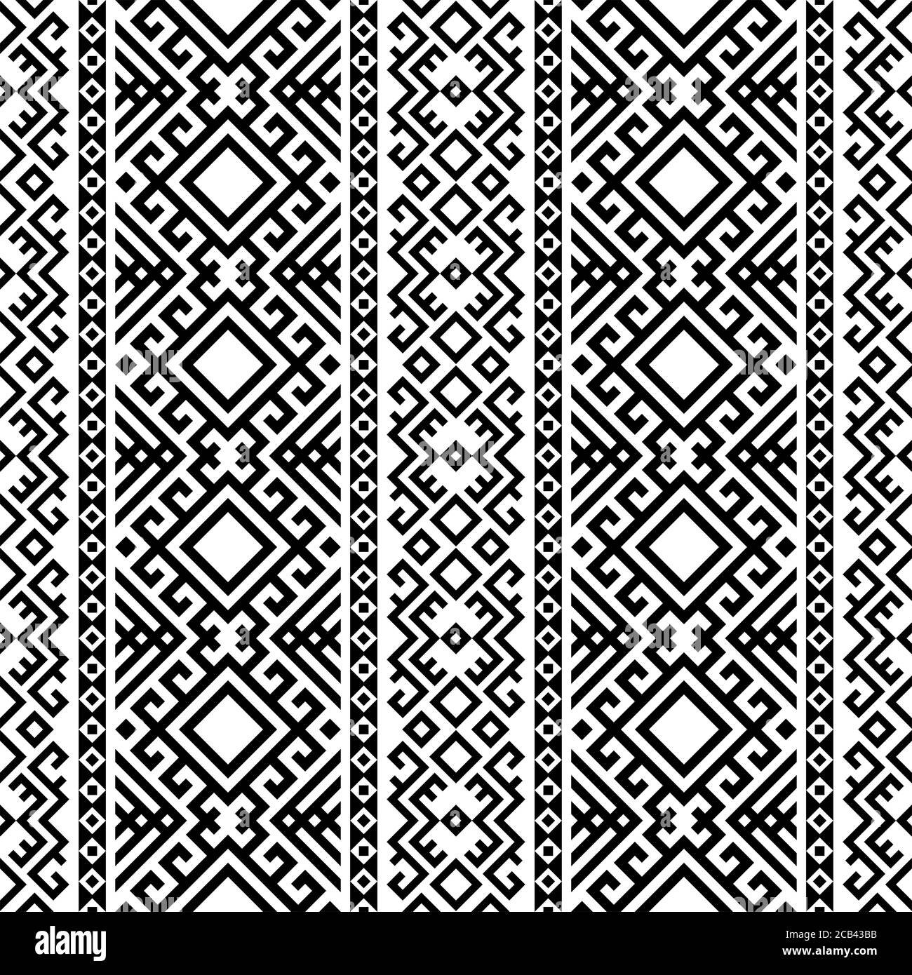 Motifs ethnique persan sans couture motifs dessein vecteur noir blanc couleur Banque D'Images