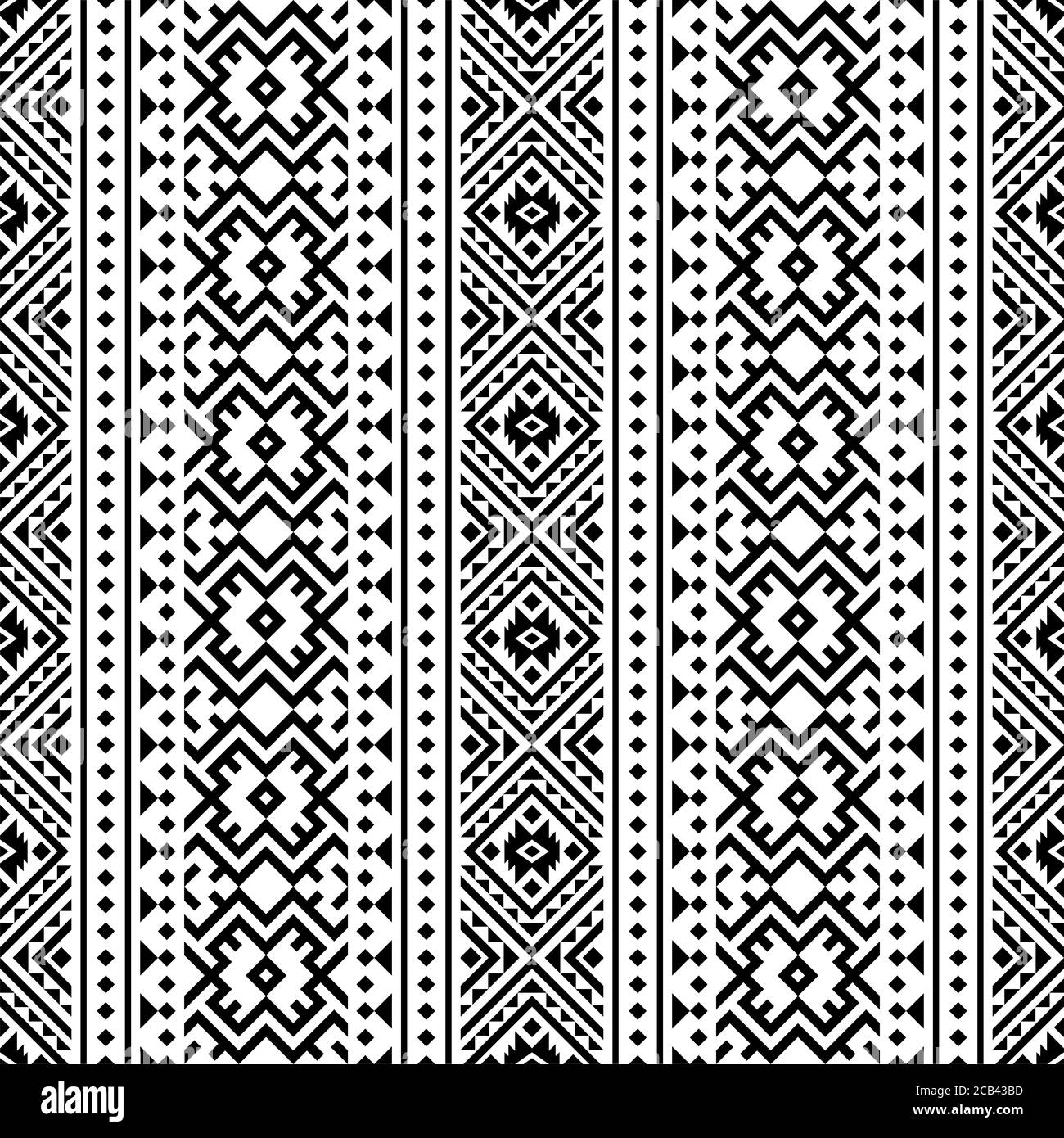 Motif traditionnel persan dans noir blanc motif vectoriel Banque D'Images