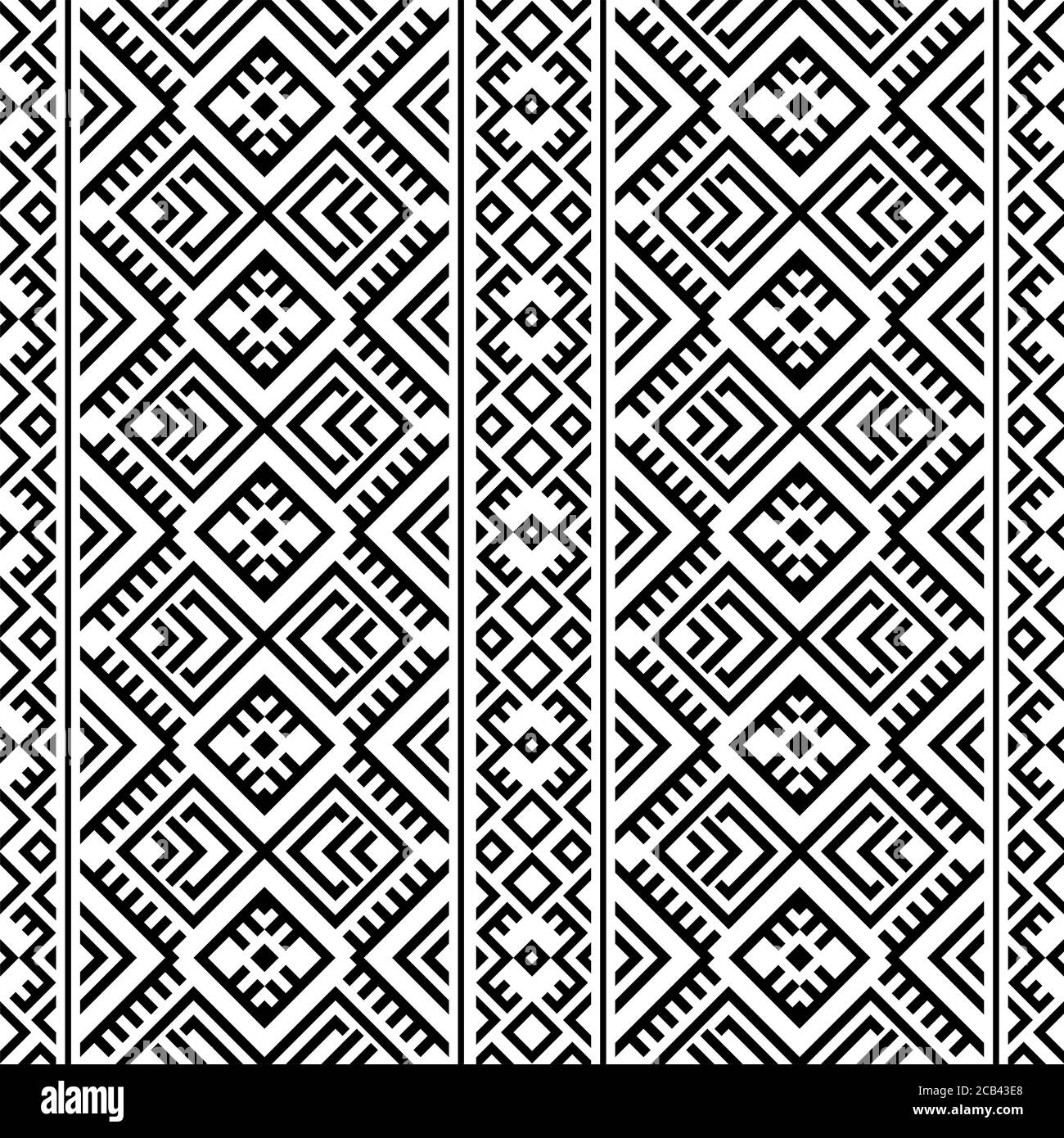 Motifs ethnique persan sans couture motifs dessein vecteur noir blanc couleur Banque D'Images