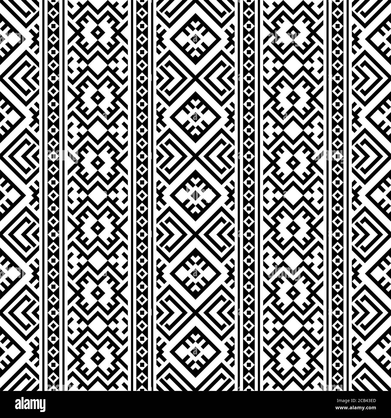 Motifs ethnique persan sans couture motifs dessein vecteur noir blanc couleur Banque D'Images