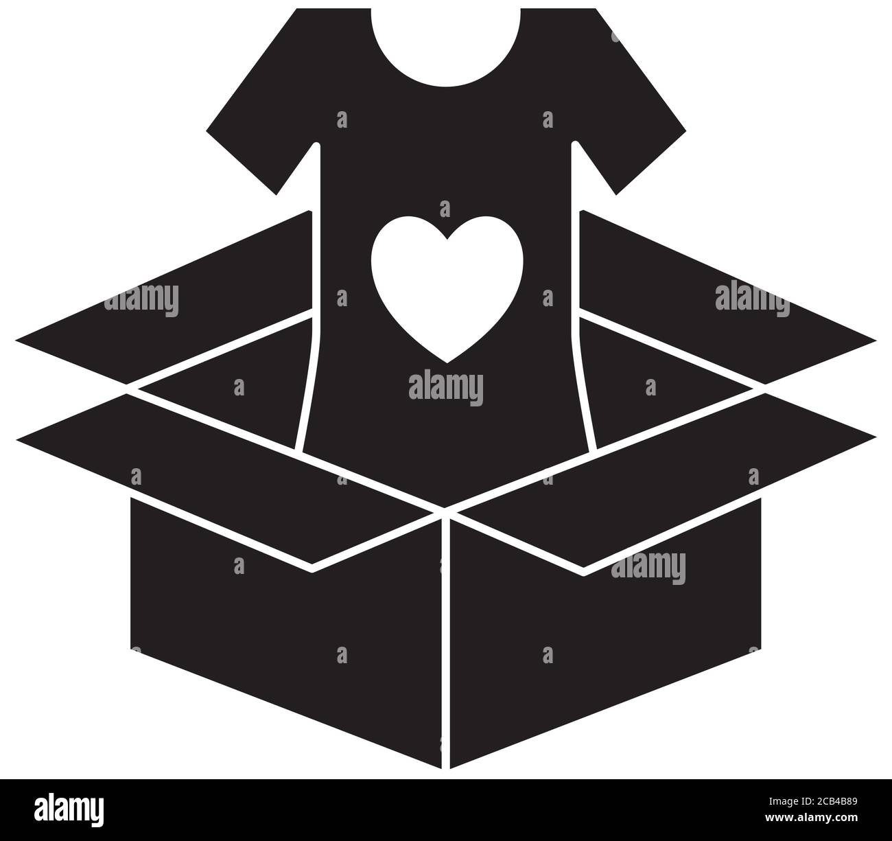 T-shirt de bénévole à l'intérieur de la boîte style silhouette Icon de Charity Et illustration du vecteur de thème de don Illustration de Vecteur
