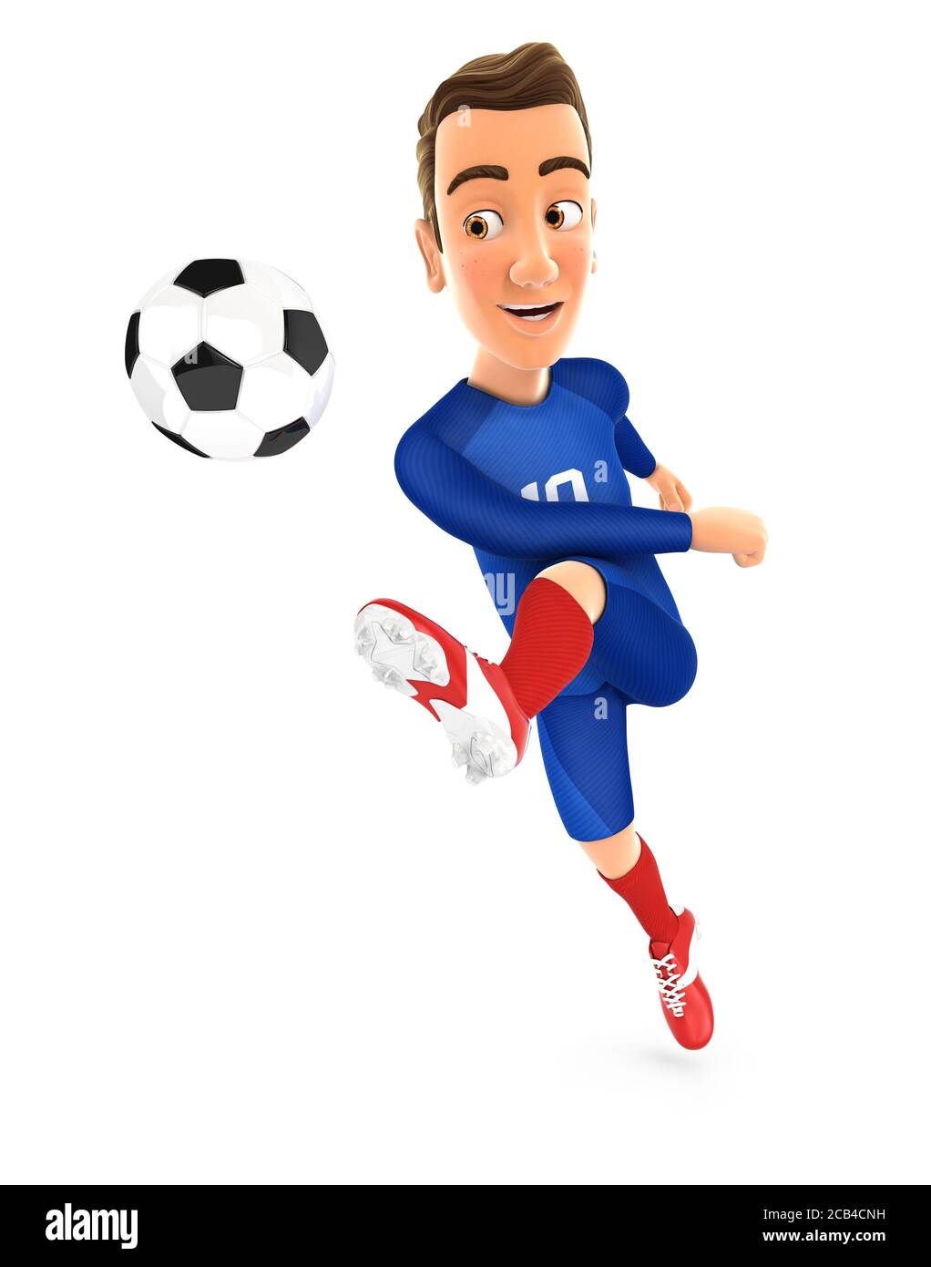 Un dessin d'un ballon de football avec un ballon de soccer bleu et