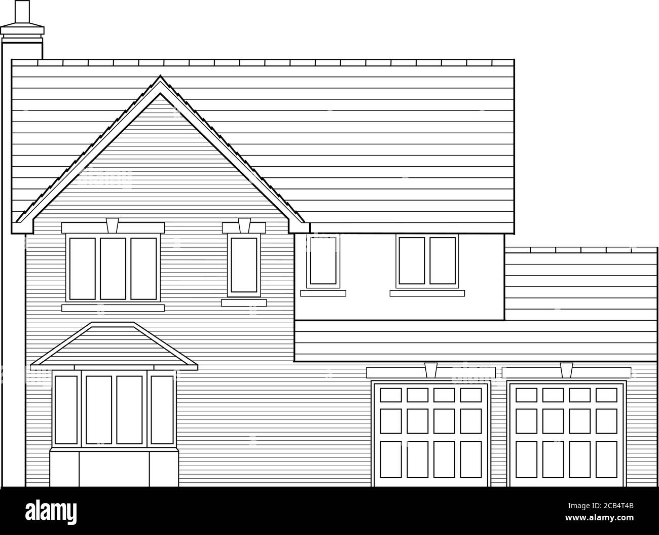 Dessin vectoriel d'une maison individuelle moderne, adapté à une utilisation comme image sur la carte de visite d'un agent immobilier ou d'un promoteur immobilier. Illustration de Vecteur