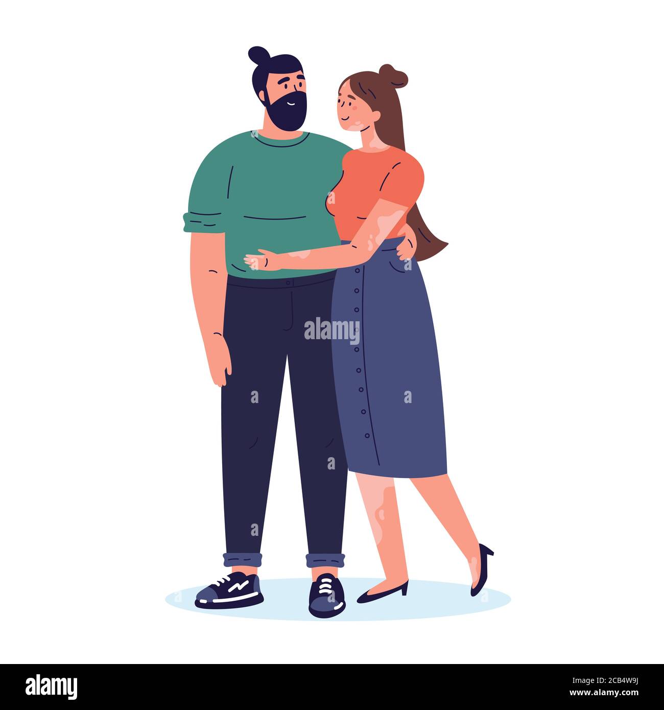 Joyeux couple.fille avec le vitiligo sur sa peau Illustration de Vecteur