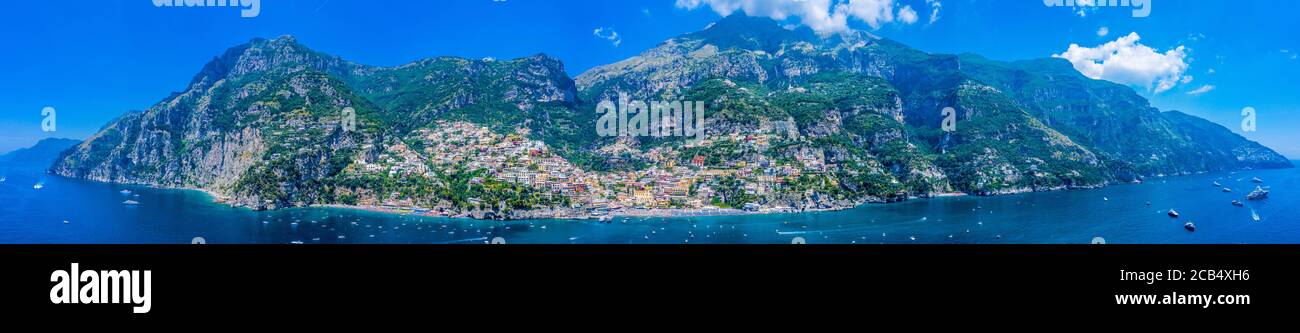 Vue panoramique sur Positano, l'Italie et la côte amalfitaine Banque D'Images