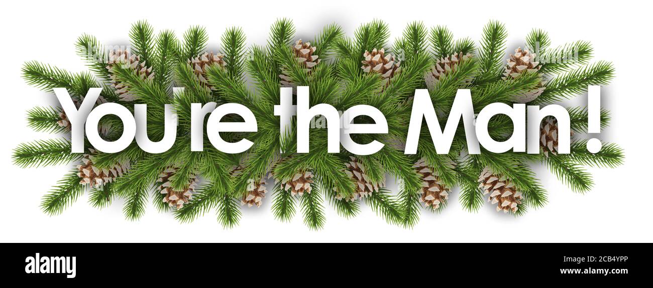 Vous êtes l'homme en arrière-plan de noël - branches de pin Banque D'Images