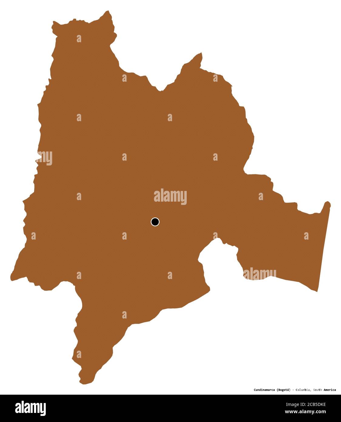 Forme de Cundinamarca, département de Colombie, avec sa capitale isolée sur fond blanc. Composition des textures répétées. Rendu 3D Banque D'Images