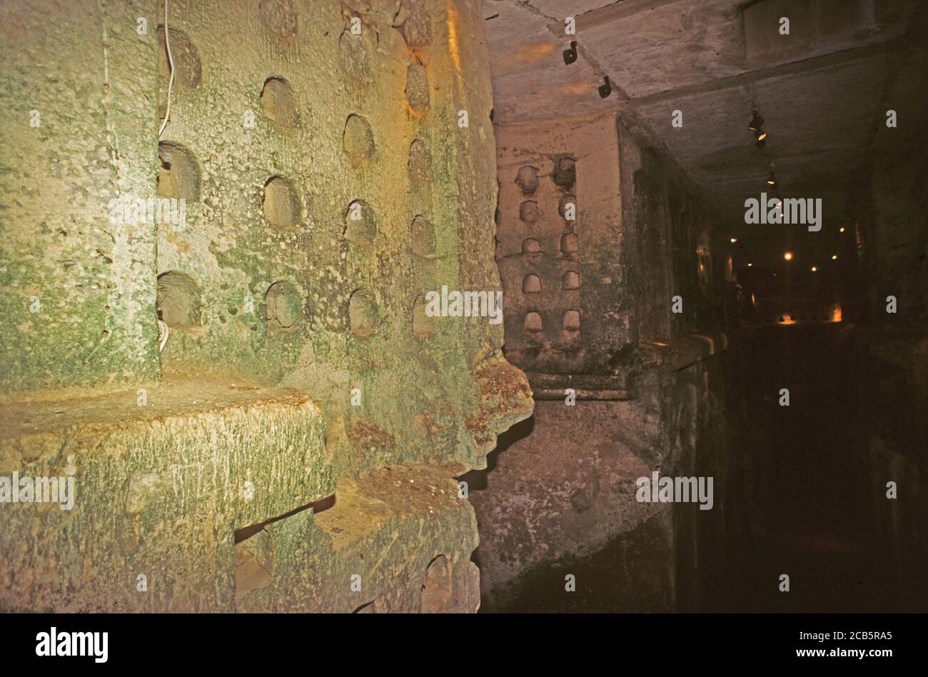 Intérieur de la grotte de Columbarium à tel Maresha dans le parc national de Beit Guvrin creusé au troisième siècle avant notre ère comme carrières, lieux de sépulture, entrepôts, wor Banque D'Images
