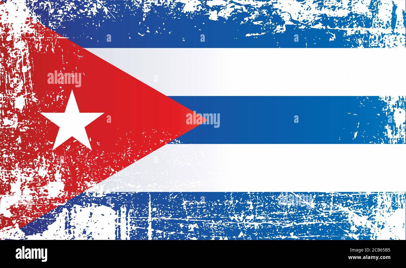 bleu blanc avec un triangle rouge et une étoile à cinq pointes Drapeau de la République de Cuba Banque D'Images
