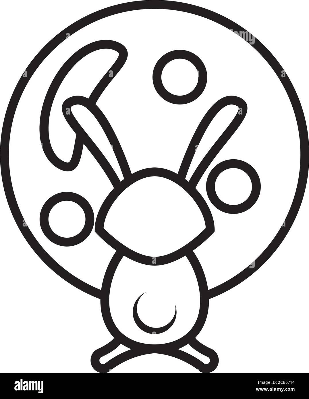 joli lapin en lune pleine ligne style icône illustration vectorielle conception Illustration de Vecteur
