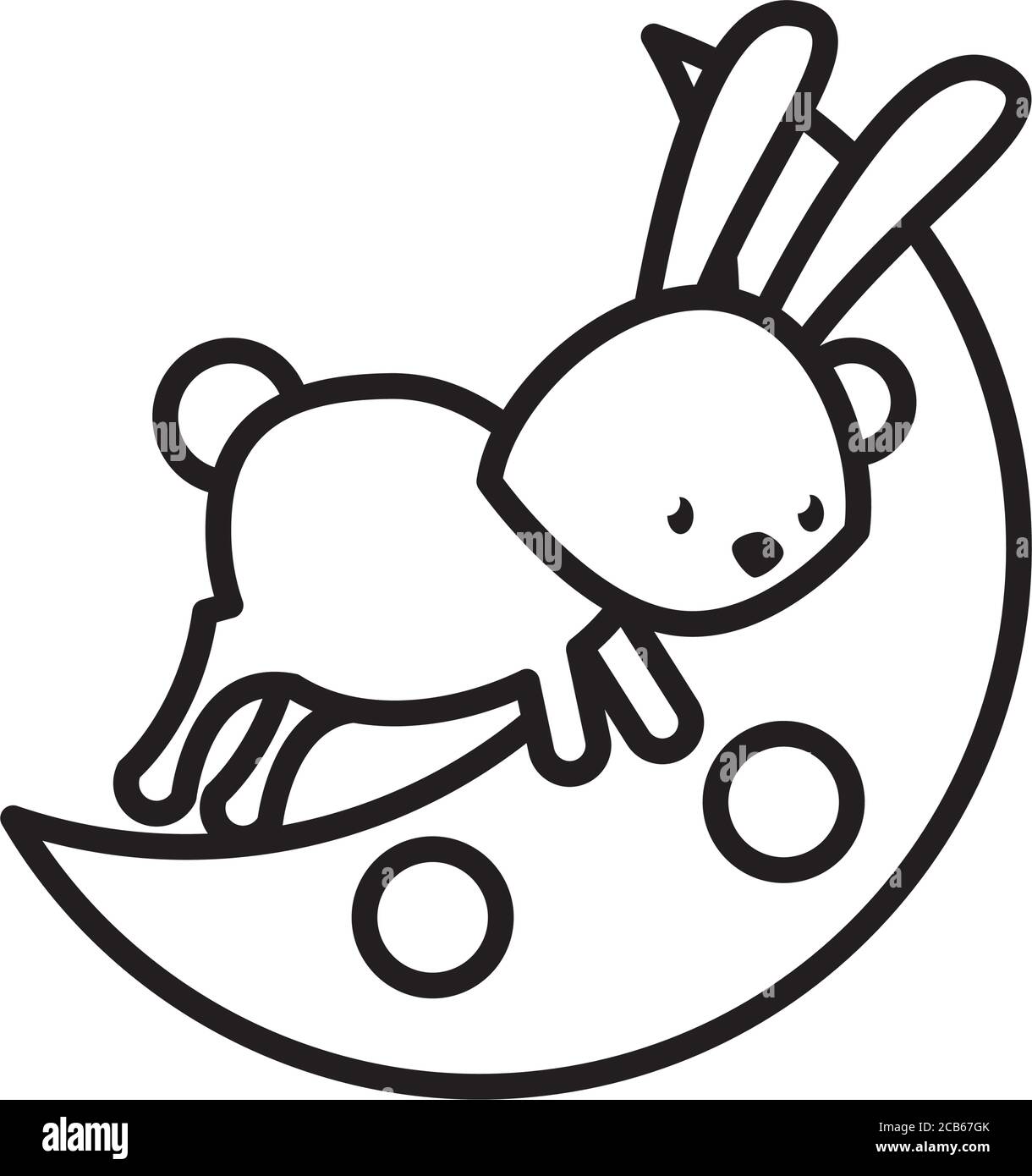 joli lapin en forme de ligne de croissant de lune, motif vectoriel Illustration de Vecteur