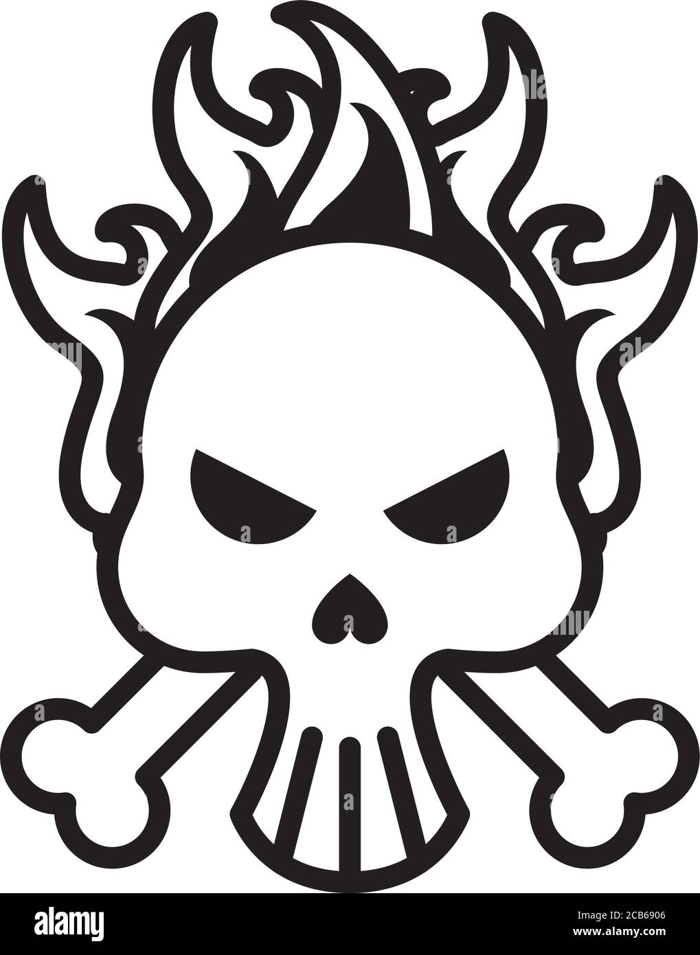 tête de mort avec os croisés sur le style de la ligne de feu illustration  vectorielle d'icône Image Vectorielle Stock - Alamy, image size:1019x1390